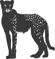 AI generated Silhouette cheetah animal black color only full body vector