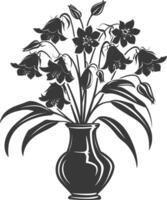 AI generated Silhouette bluebell flower in the vase black color only vector