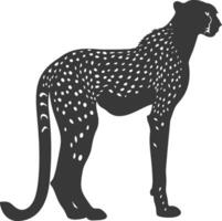 AI generated Silhouette cheetah animal black color only full body vector