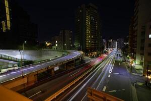 A night traffic jam at Yamate avenue in Tokyo wide shot photo