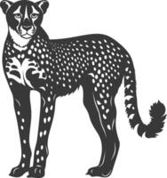 AI generated Silhouette cheetah animal black color only full body vector