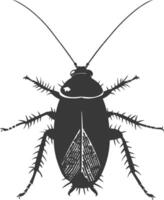 AI generated Silhouette Cockroach bug animal black color only full body vector