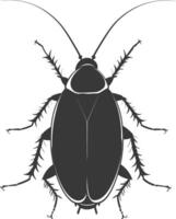 AI generated Silhouette Cockroach bug animal black color only full body vector