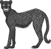 AI generated Silhouette cheetah animal black color only full body vector