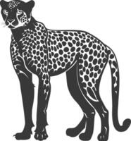 AI generated Silhouette cheetah animal black color only full body vector