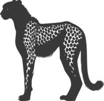 AI generated Silhouette cheetah animal black color only full body vector