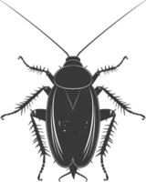 AI generated Silhouette Cockroach bug animal black color only full body vector