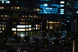 A night miniature cityscape in Marunouchi Tokyo tiltshift photo