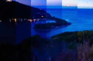 A sliced photograph of dawn miniature port at the country side in Shizuoka photo