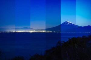 un rebanado fotografía de monte fuji cerca suruga costa en shizuoka foto