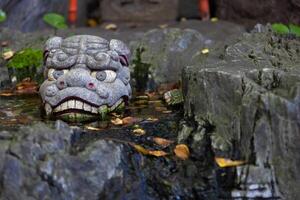 A statue of guardian dog at Japanese Shrine photo