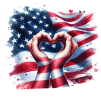 ai generiert USA Flagge wellig Aquarell Clip Kunst zum 4 .. von Juli Urlaub Unabhängigkeit Tag Urlaub im USA. Hand gezeichnet von National Flagge von vereinigt Zustände auf png Transparenz