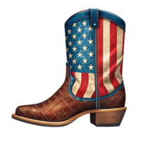 AI generated graphic cowboy boot with american flag for 4th of july png