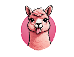 AI generated graphics funny animal pink llama png