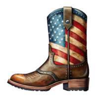 AI generated graphic cowboy boot with american flag for 4th of july png