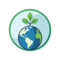 AI generated simple logo for earth day with a globe and a tree png