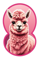 AI generated graphics funny animal pink llama png