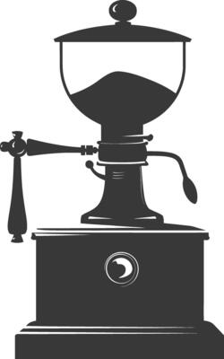 AI generated silhouette coffee grinder black color only