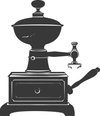 AI generated silhouette coffee grinder black color only