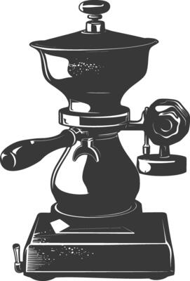 AI generated silhouette coffee grinder black color only