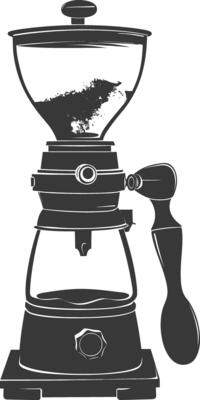 AI generated silhouette coffee grinder black color only