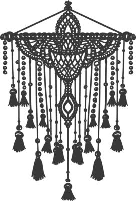 AI generated Silhouette Scandinavian Unique macrame black color only