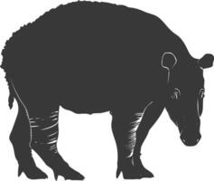 AI generated Silhouette tapir animal black color only vector