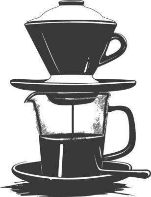 AI generated silhouette Vietnam drip coffee ready to drink black color only