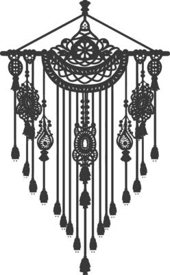 AI generated Silhouette Scandinavian Unique macrame black color only