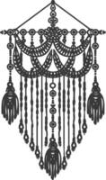 AI generated Silhouette Scandinavian Unique macrame black color only vector