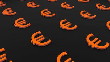 Many symbols of euro on black background, 3d Illustration, computer rendering photo