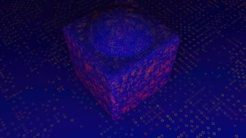 Abstract displacement cube and floor. 3d rendering digital backdrop photo