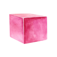 Pink cube. A child's toy. Handmade watercolor illustration. Isolate. For compositions of postcards, banners, stickers and decorations, labels, packaging and prints. png