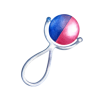 A baby rattle. Handmade watercolor illustration. Isolate. For the design of packages of children's goods, greeting and invitation cards, flyers, banners and posters. png