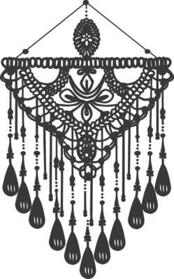 AI generated Silhouette Scandinavian Unique macrame black color only