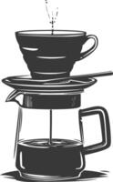 AI generated silhouette Vietnam drip coffee ready to drink black color only vector