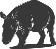 AI generated Silhouette tapir animal black color only vector