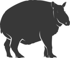 AI generated Silhouette tapir animal black color only vector