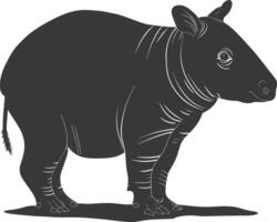 AI generated Silhouette tapir animal black color only vector