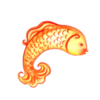 Goldfish. A symbol of prosperity, well-being and good luck. Handmade watercolor illustration. Isolate. For printing, stickers and labels. For postcards, prints and packaging. For banners and posters. png