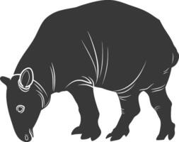 AI generated Silhouette tapir animal black color only vector