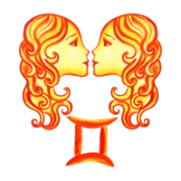 gemini. zodiaken tecken förbi horoskop. de vattenfärg är ritad för hand. konstnärlig, Färg, färgade illustration. isolera. för astro prognoser, kalendrar, tryckt Produkter. png