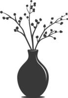 AI generated Silhouette Scandinavian Unique Vase black color only vector
