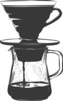 AI generated silhouette Vietnam drip coffee ready to drink black color only vector