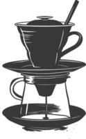 AI generated silhouette Vietnam drip coffee ready to drink black color only vector