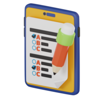 3D Icon of Online Test for Modern Education. 3D Render png