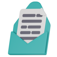 Digital Correspondence, 3D Icon of Email Document Icon for Business Communication. 3D Render png