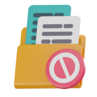 3D Icon of Blocked and Banned Folders for Website Security. 3D Render png