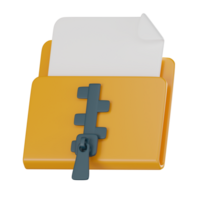 3D Icon of Zip Folder and Compressed Directory. 3D Render png