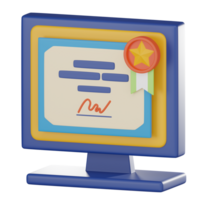 digital gradering certifikat och diplom ikoner. 3d framställa png